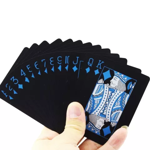 Wasserdichte PVC-Spielkarten 54-teilige Pokerkarten - Schwarz Glattes Finish