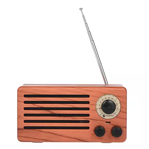 NR-3013 Mini Holzstruktur Retro FM Radio Drahtloser Bluetooth-Lautsprecher - Holzfarbe Hellbraun