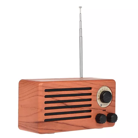 NR-3013 Mini Holzstruktur Retro FM Radio Drahtloser Bluetooth-Lautsprecher - Holzfarbe Hellbraun
