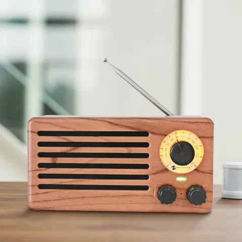 NR-3013 Mini Holzstruktur Retro FM Radio Drahtloser Bluetooth-Lautsprecher - Holzfarbe Hellbraun