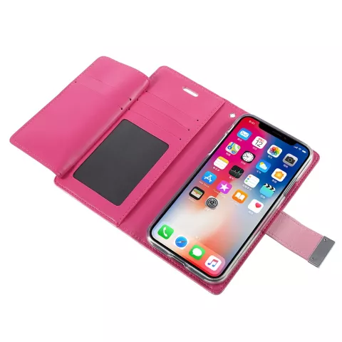 Mercury Goospery Rich Walletcase 7 Karten Kunstleder iPhone X XS H&uuml;lle - Pink