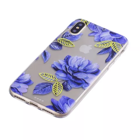 Durchscheinende blaue Blume iPhone X XS TPU H&uuml;lle - Blau