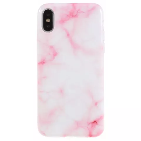 Marmortasche TPU Marmor iPhone X XS - Pink Weiss