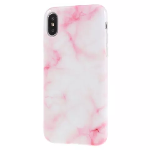 Marmortasche TPU Marmor iPhone X XS - Pink Weiss