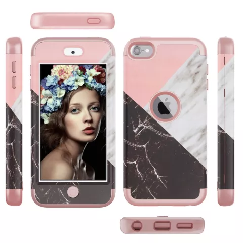 Armor Case Marmoretui iPod Touch 5 6 7 - Pink und Weiss