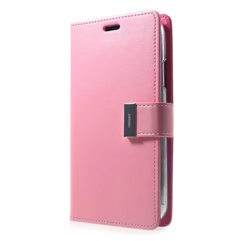 Mercury Goospery Rich Walletcase 7 Karten Kunstleder iPhone XR H&uuml;lle - Pink