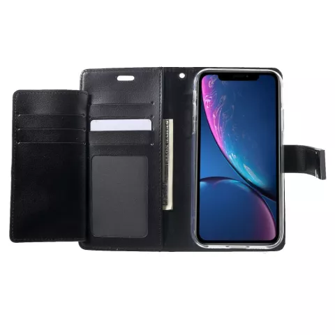 Mercury Goospery Rich Walletcase 7 Karten Kunstleder iPhone XR H&uuml;lle - Schwarz