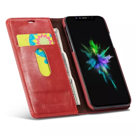 Caseme Kunstleder Wallet Kartenhalter H&uuml;lle f&uuml;r iPhone XR H&uuml;lle - rot