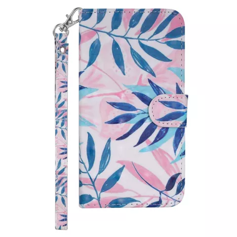 Bl&auml;tter Brieftasche H&uuml;lle iPhone XR Magnetische Brieftasche H&uuml;lle Armband - Blau Pink