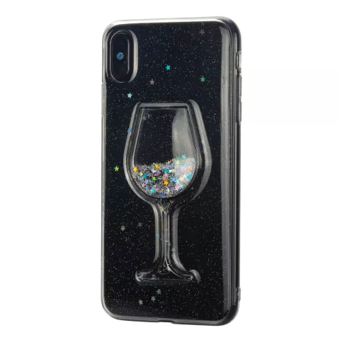 Transparente Glitter Weinglas H&uuml;lle iPhone XS Max - Glitter