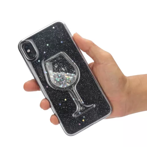 Transparente Glitter Weinglas H&uuml;lle iPhone XS Max - Glitter