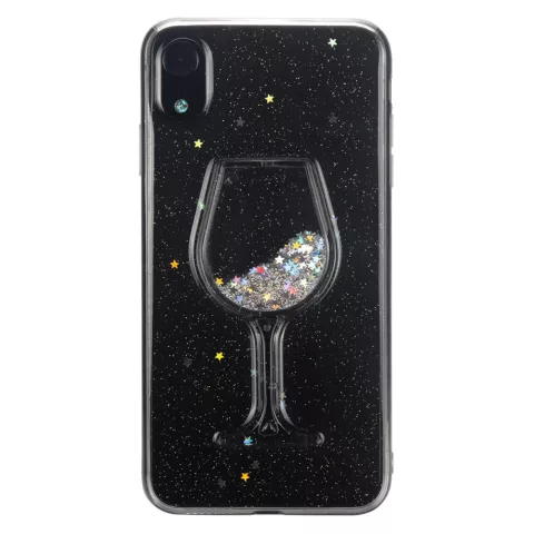 Glitter Weinglas Transparente H&uuml;lle iPhone XR - Glitter