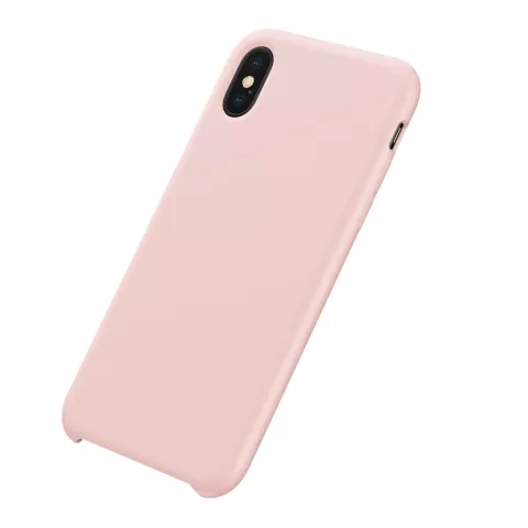 Baseus Original LSR Serie Fl&uuml;ssigsilikon Gel H&uuml;lle iPhone X XS Cover - Pink