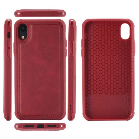 Magnetische rote Ledertasche iPhone XR - Rot