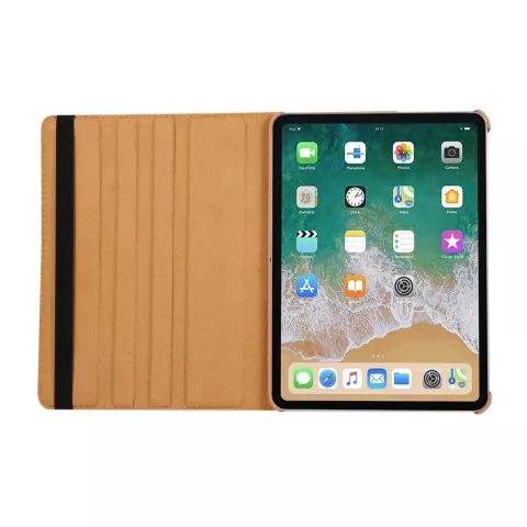 Weltkarte Impressum Leder iPad Pro 11-Zoll 2018 Case Cover drehbarer St&auml;nder - Braun
