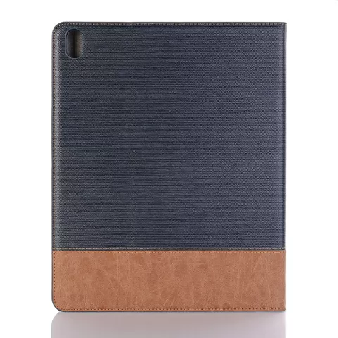 Stoff gerippt Textur Leder iPad Pro 12.9-inch (2018 2020 2021 2022) Fall H&uuml;lle Brieftasche Brieftasche - Blau Braun