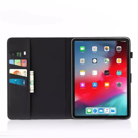 Retro Style Leder iPad Pro 12,9-Zoll-2018 Brieftasche H&uuml;lle Brieftasche - Schwarz