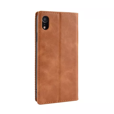 Vintage Kunstleder Wallet Case iPhone XR - Braune H&uuml;lle