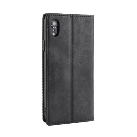 Vintage Kunstleder Wallet Case iPhone XR - Schwarzes Etui