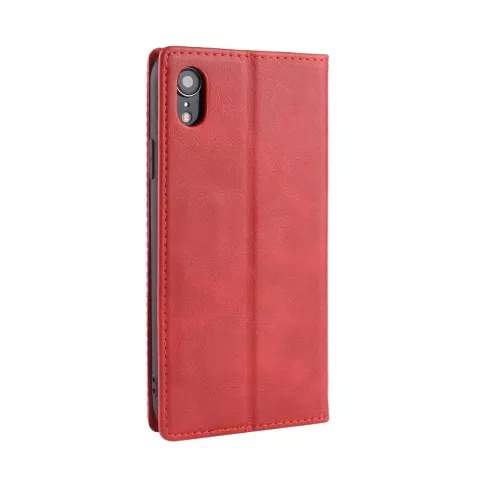 Vintage Kunstleder Wallet Case iPhone XR - Rote H&uuml;lle