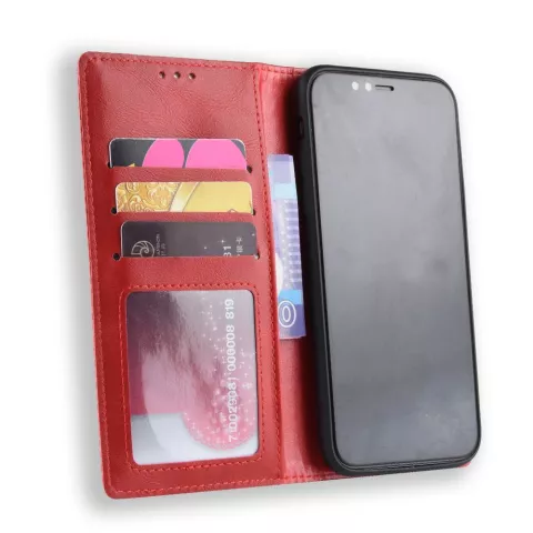 Vintage Kunstleder Wallet Case iPhone XR - Rote H&uuml;lle