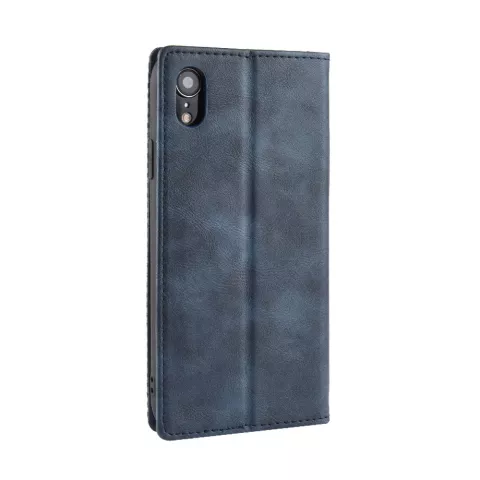 Vintage Kunstleder Wallet Case iPhone XR - Blaue H&uuml;lle