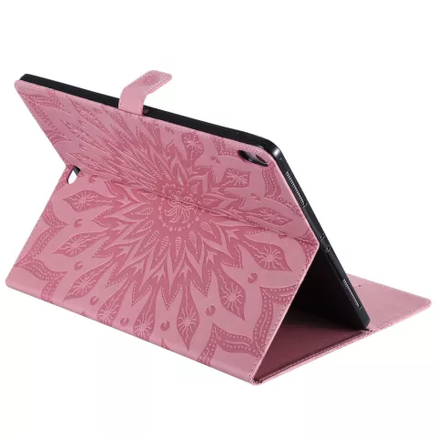 Leder iPad Pro 12,9-Zoll-2018 Fall Abdeckung Sonnenblumendruck Brieftasche Brieftasche - Pink