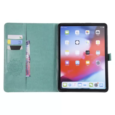 Sonnenblume Leder iPad Pro 11-Zoll-2018 Fall Cover Wallet - Gr&uuml;n