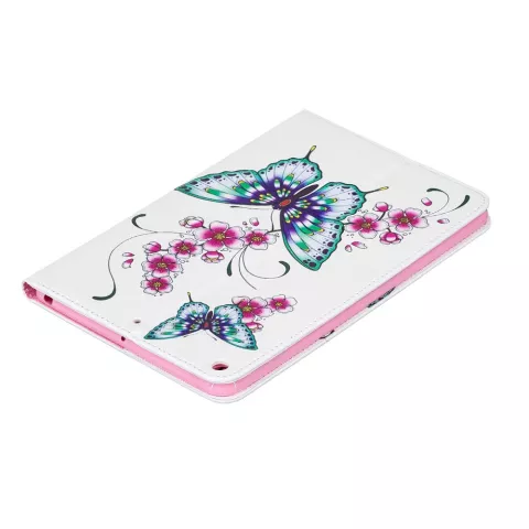 Schmetterlinge Blumen Flip Case Leder Flip Cover Standard iPad Mini 4 5 - Weiss
