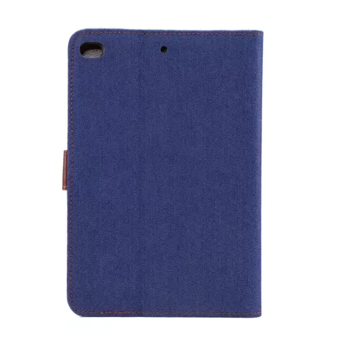 Jeans Denim Flip Case Leder Flip Cover iPad Mini 4 5 - Dunkelblau Braun