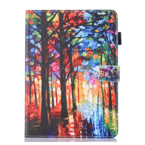 Wald k&uuml;nstlerische Malerei Leder Flip Case Schutzh&uuml;lle iPad mini 1 2 3 4 5 - Bunt