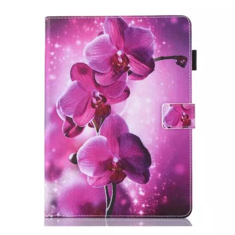 Orchidee Blume Flip Fall Lederh&uuml;lle iPad Mini 1 2 3 4 5 - Lila Pink