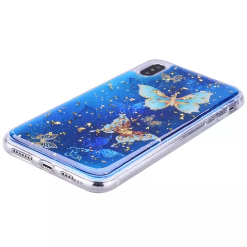 Glitzer Fall Schmetterlinge TPU Gold iPhone XS Max - Blau