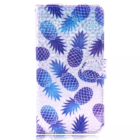 Ananas Ananas Flip Case Leder Brieftasche TPU Abdeckung iPhone XR - Lila Blau Hellrosa
