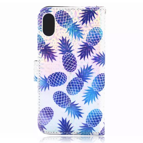 Ananas Ananas Flip Case Leder Brieftasche TPU Abdeckung iPhone XR - Lila Blau Hellrosa