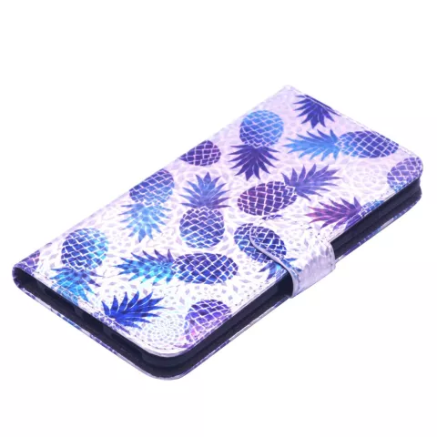 Ananas Ananas Flip Case Leder Brieftasche TPU Abdeckung iPhone XR - Lila Blau Hellrosa