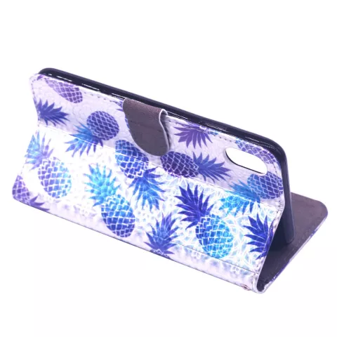 Ananas Ananas Flip Case Leder Brieftasche TPU Abdeckung iPhone XR - Lila Blau Hellrosa