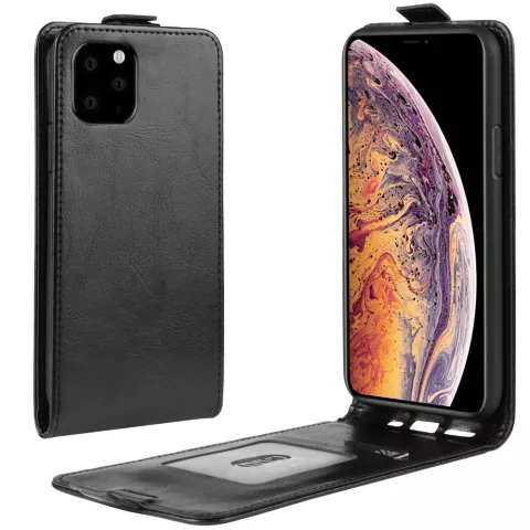 Vertical Flip Brieftasche aus Kunstleder f&uuml;r iPhone 11 Pro Max - Schwarz