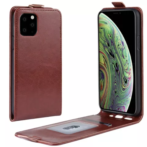 Vertical Flip Brieftasche aus Kunstleder f&uuml;r iPhone 11 Pro - Braun