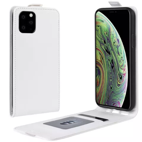 Vertical Flip Brieftasche aus Kunstleder f&uuml;r iPhone 11 Pro - Weiss