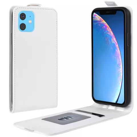 Vertical Flip Brieftasche aus Kunstleder f&uuml;r iPhone 11 - Weiss