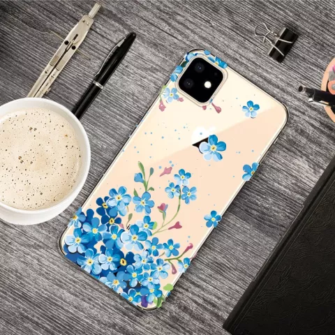 Niedliche flexible blaue Blumen H&uuml;lle iPhone 11 TPU H&uuml;lle - Klar