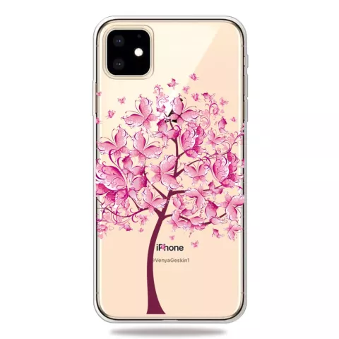 Warme flexible Schmetterlingsbaum Schmetterlinge Baum rosa H&uuml;lle iPhone 11 TPU H&uuml;lle - Transparent