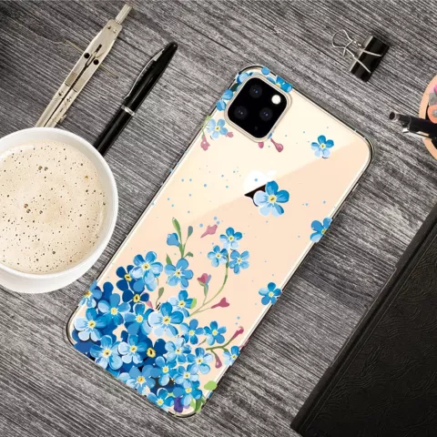 Niedliche flexible blaue Blumenh&uuml;lle iPhone 11 Pro TPU H&uuml;lle - Transparent