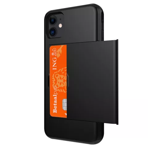 Kartenhalter H&uuml;lle Brieftasche TPU Hartschale iPhone 11 - Schwarz