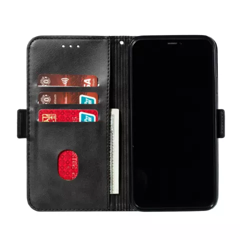 Leder Brieftasche B&uuml;cherregal Brieftasche iPhone 11 Pro Max - Schwarz