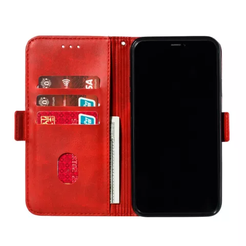 Leder Brieftasche B&uuml;cherregal Brieftasche iPhone 11 Pro Max - Rot
