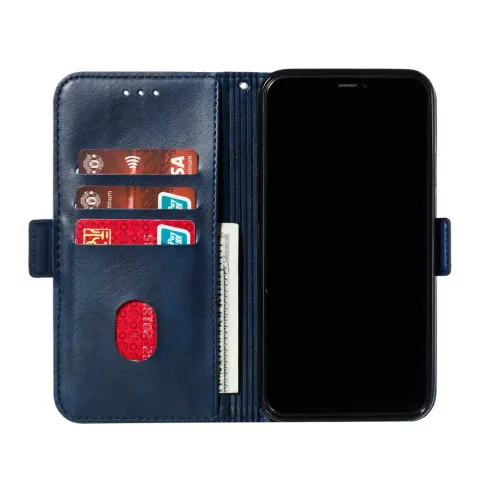 Leder Brieftasche B&uuml;cherregal Brieftasche iPhone 11 Pro Max - Blau