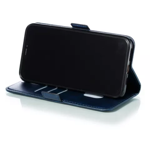 Leder Brieftasche B&uuml;cherregal Brieftasche iPhone 11 Pro Max - Blau