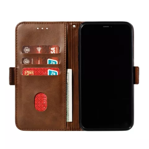 Leder Brieftasche B&uuml;cherregal Brieftasche iPhone 11 Pro Max - Braun